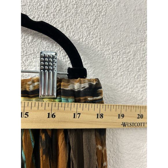 Vintage Peter Nygard Womens Sz 16 Brown Silk Abstract Peacock Skirt & Blouse Set - Picture 12 of 16